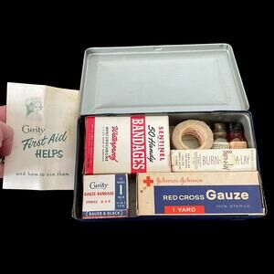 Curity First Aid Kit Samaritan Vintage Metal Case Bauer & Black Medical READ